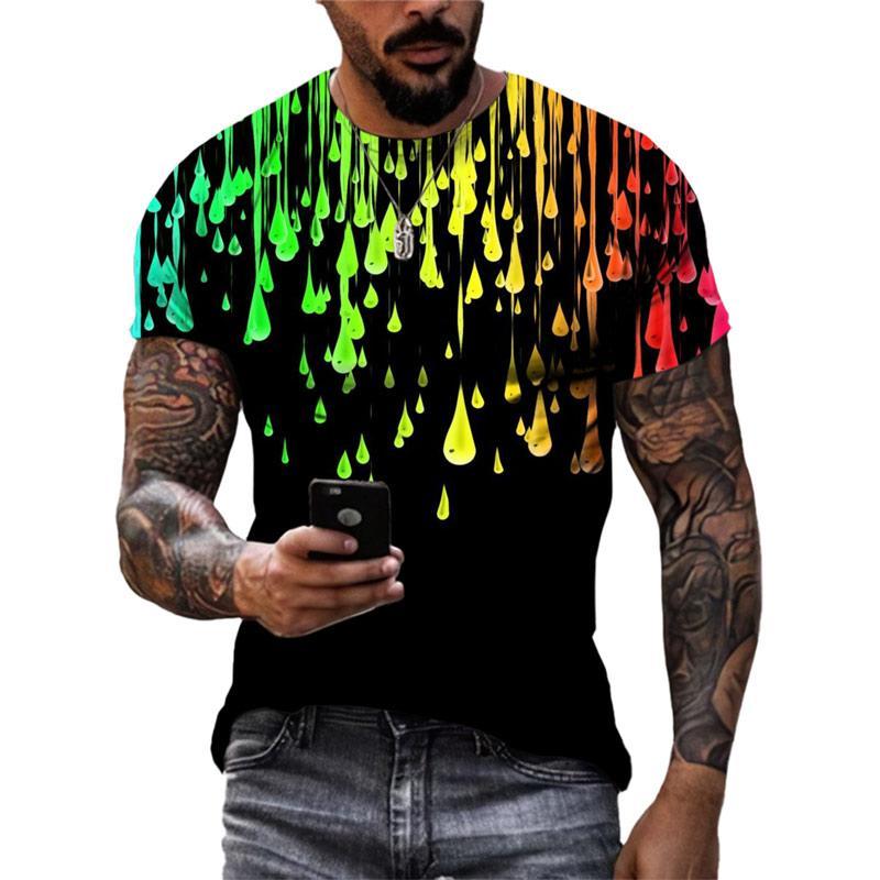 Colorful Graffiti Graphics T Shirts Summer Fashion Short Sleeve 3D Ink Splash Printed T-shirts
