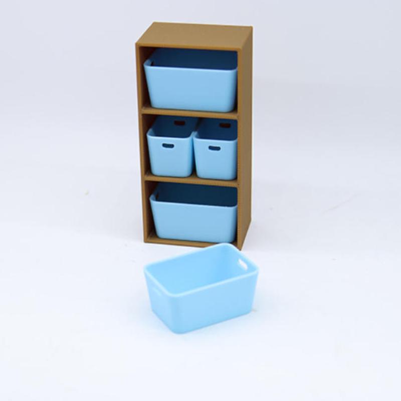 1Pcs Miniature Shelf Storage Box Dollhouse Scene Decoration Figurine Model Pography Prop Blue Storage Bins