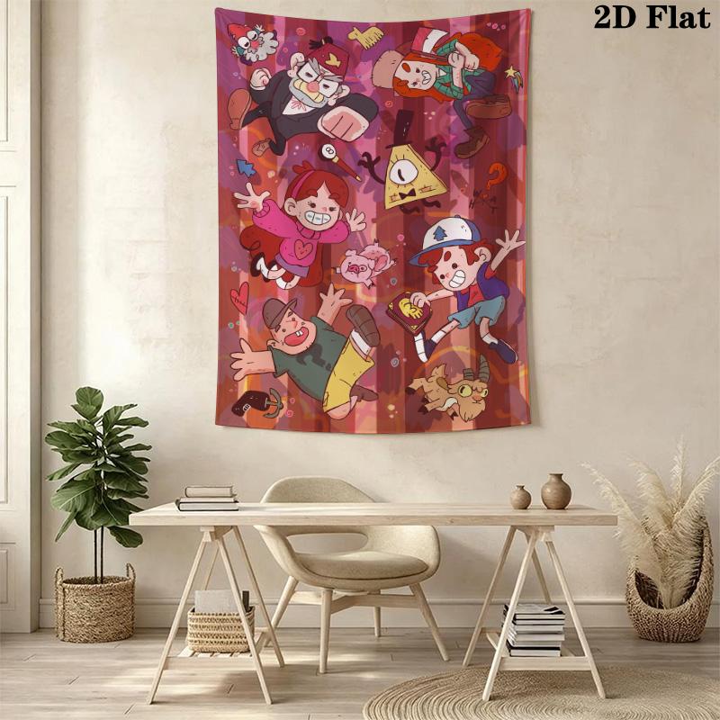 Gravity Falls Cartoon Pattern Home Decor Tapestry, Wall Hanging, Decorative RV Wall Cloth.XGT0914583