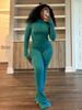 Spring/Summer 2025 Women's Sexy Two-Piece Set: Tight Long Sleeve Top and Bell Bottom Pants - Sporty and Casual