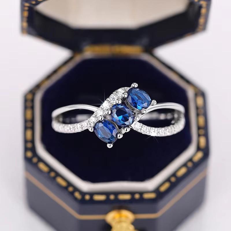 Huitan Graceful Rings with Shiny Blue Cubic Zirconia Fashion Exquisite Wedding Bridal  Gorgeous Women Finger Accessories 10