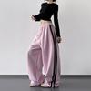 Rosa Jogginghose für Mädchen, Herbstmode für Damen, Neue Koreanische High-Waist Kleidung, Lockere Studenten-Weitbeinige Hosen
