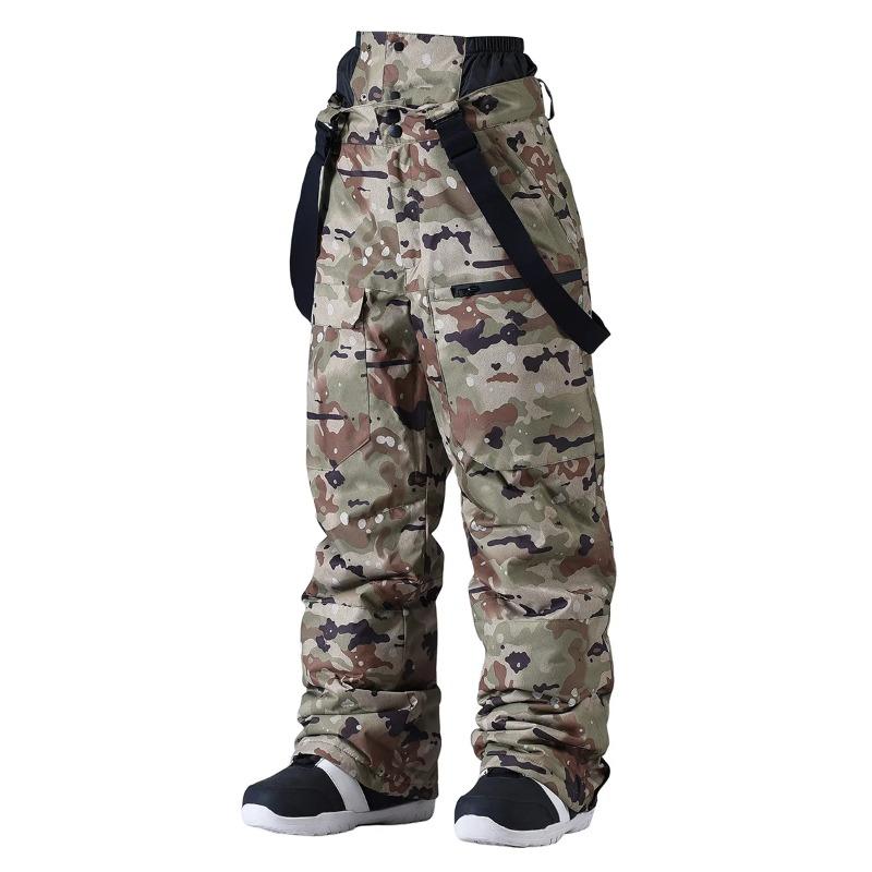 Men Women Snowboarding Pants Suspenders Ski Pants Windproof Waterproof Warm Couple Snow Trousers Waist Protection