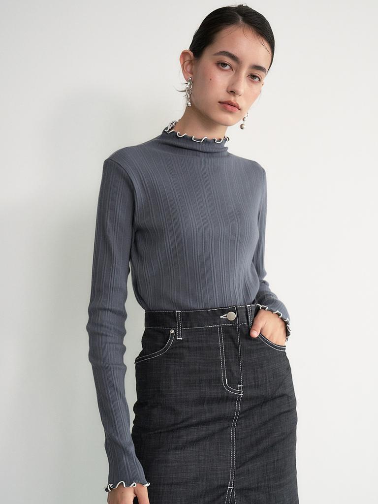 ETDEMAIN 004 Cut-Out Low Neck Rib Knit (Ivory)