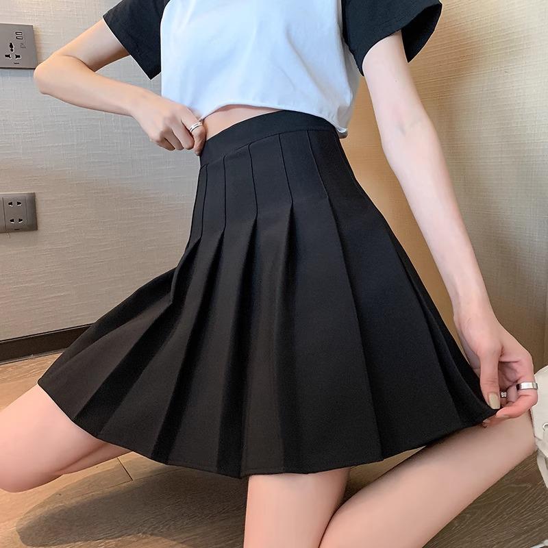 Women High Waist Wool Pleated Mini Skirt 2026 Fall Slim A-line JK School Style Anti-chafing Safety Liner Two Length Options