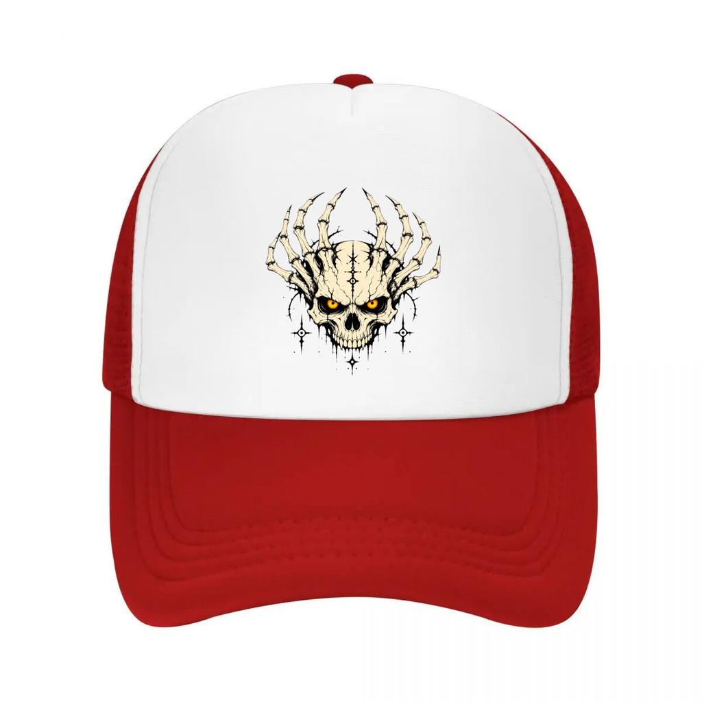 Gothic Skull Horns Dark Aura Mesh Baseball Cap Casual Hat Outdoor For Womens Unisex FeUnisex