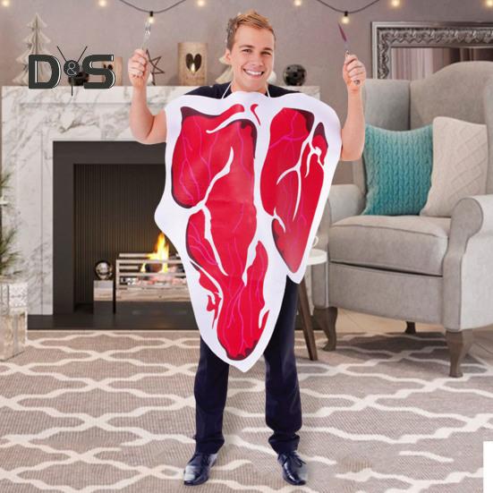 Performance Clothing Fake Steak Neck-hanging Bright Color Loose Halloween Party Cosplay Stage Performance Costume Photo Prop