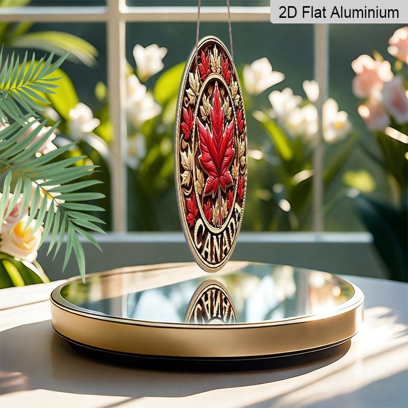 2D Flat Printed, 1pc Round Aluminum Canada Maple Leaf Sign, Retro Metal Wall Art, Vintage Style, Waterproof & Durable, Easy to Install, Perfect for