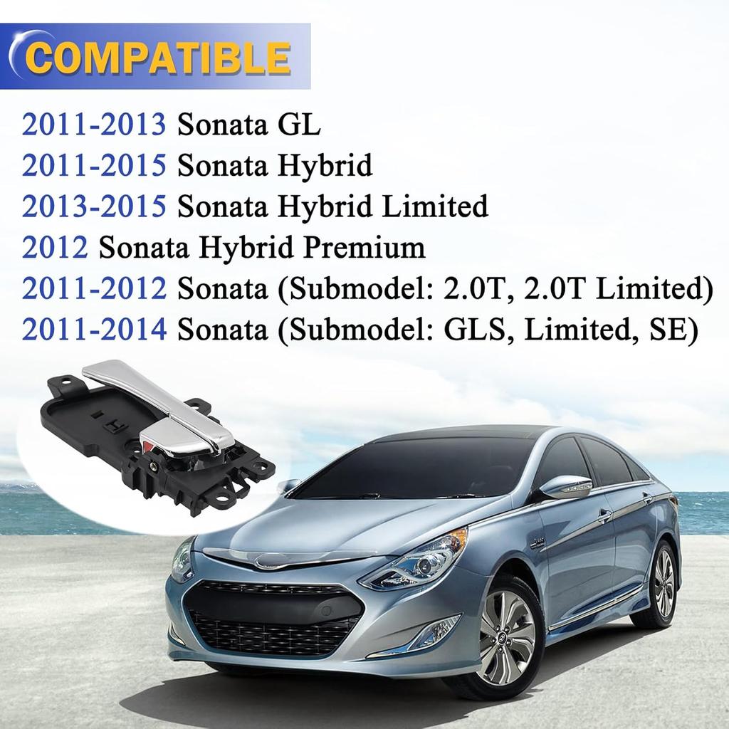 Chrome Interior Ide Door Handle Front Or Rear Left Driver Side For 2011-2015 Hyundai Sonata 826103S010 82610-3S010