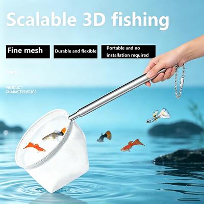 Aquarium Square Fishing Net Extendable Long Handle Fishing Gear for Catching Fish Shrimp Tank Clean Accessories YGQJYP04
