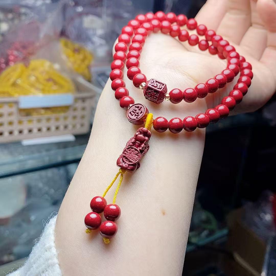 Cinnabar Purple Pixiu Double Circle Bracelet - Unisex Fashionable & Versatile Accessory киноварь