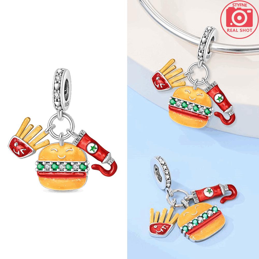 Original Copper Red Chili Pepper Mushroom Hamburger Pendant Bead Fit Bracelet Women Jewelry Diy Anniversary Fine Gift