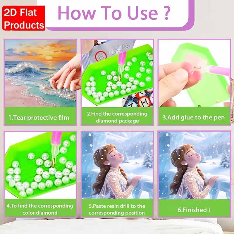 Disney Pearl Painting Frozen Anna Portrait for Beginners and Adults, DIY Pearl Diamond Art Painting Kit for Home Wall Decor Gifts