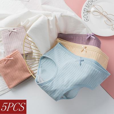 Conjunto de 5 Peças Calcinhas Femininas Baixa Cintura Tanga Lingerie Feminina Roupa Íntima de Algodão Calcinhas Respiráveis M-XL Cuecas