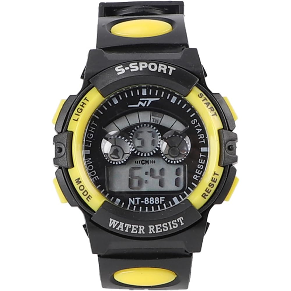 Kids Digital Watch Boys Girls Colorful Alarm Clock with Day Display 5.25 Yellow