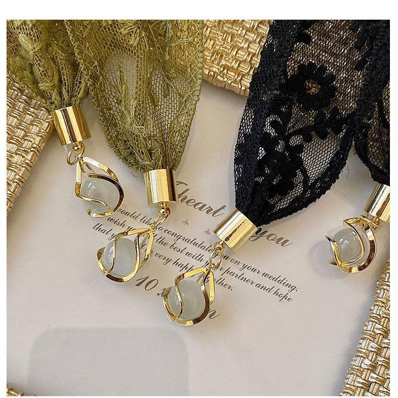 French pendant lace braided headband, green headband, hair tie, hollowed out delicate flowers