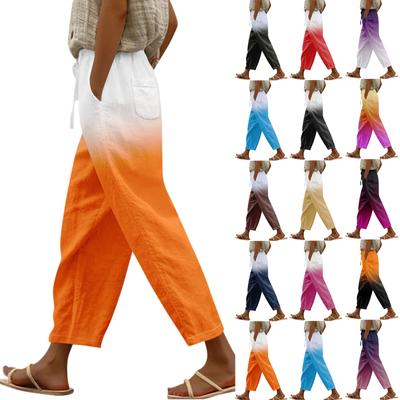 Women's Casual Pants Fashionable Gradient Print Drawstring Pockets Elastic Waist Pants