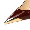 Shallow Heeled High Heels for Women, Pointed Iron Toe Decorative Super High Heels, Patent Leather Single Shoes