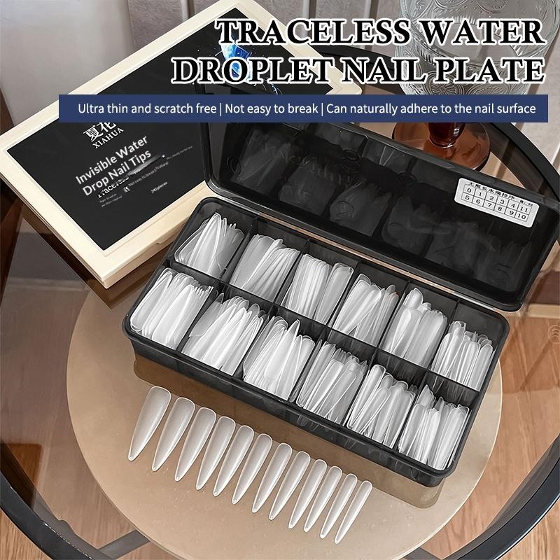 240/510Pcs Full Cover Frosted False Long Stiletto Nail Tips Sculpted Clear Press On Artificial Fake Nails Manicure Salon Supply
