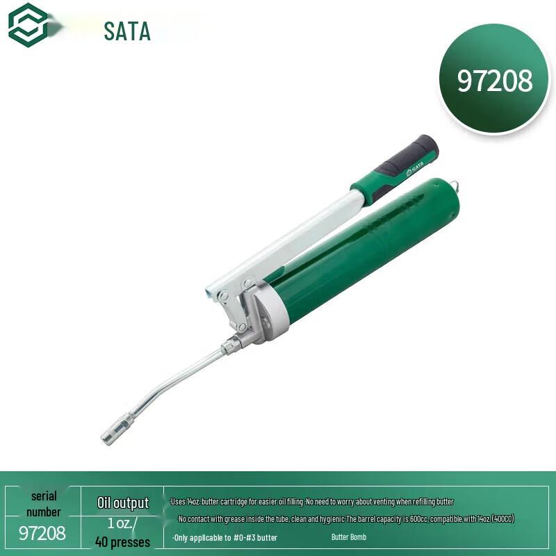 SATA 97208 Manual Grease Gun for Cartridges, 600cc
