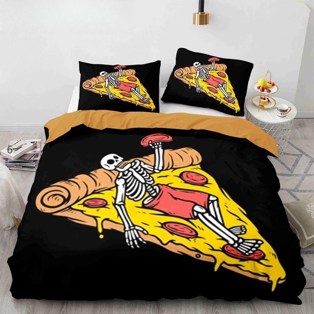 Sugar Skull King Queen Duvet Cover Funny Skeleton Halloween Bedding Set Gothic Spooky Bone Quilt Cover Polyester Comforter Cover