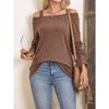Women S Summer Long Sleeve T Shirt One Shoulder Solid Color Loose Fit Top