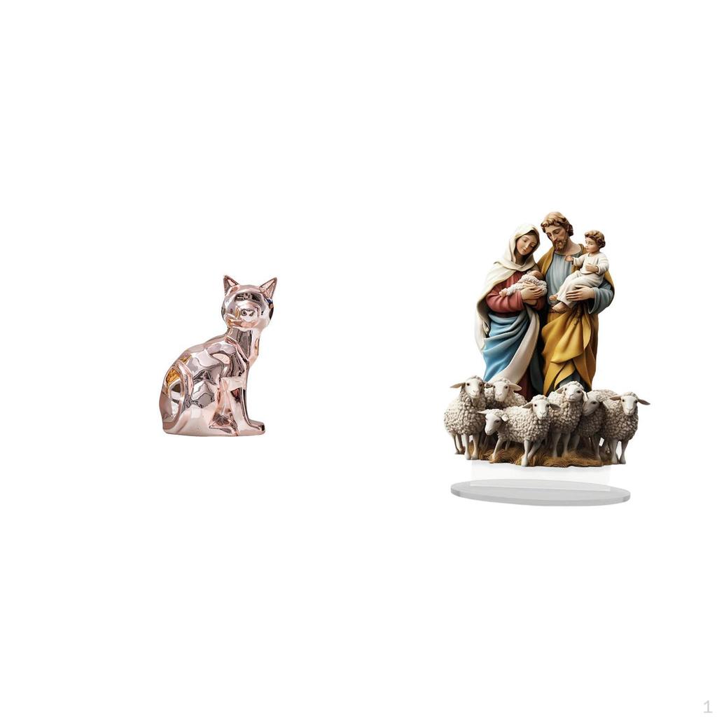 Acrylic Cat Animal Sculpture Unique Tabletop Ornament Art Craft Figurine for Holiday Home Decor