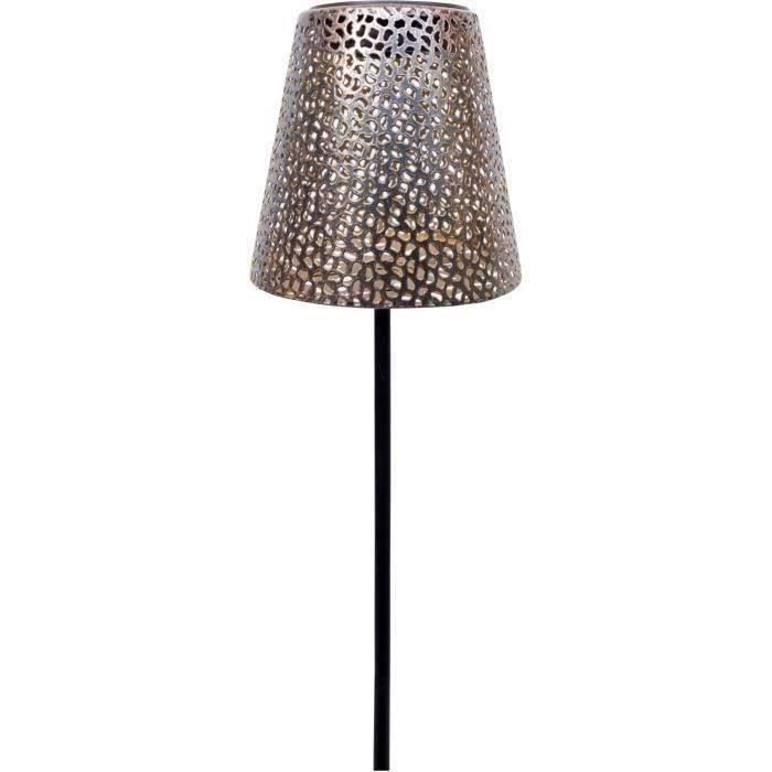Lampe solaire - GARDEN ID Or - Ø12 h70 cm - Autonomie 6-8h - Pied stabilisateur - Bouton on/off - Sans câblage - Pile AAA.