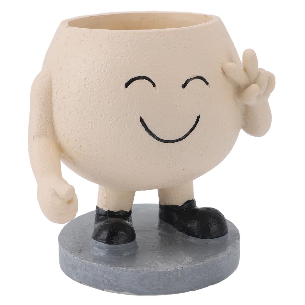 Blumentopf Niedliches Lächeln Stehend Sukkulenten-Blumentopf Lichtechter Harz-Pflanztopf für Gartenhof