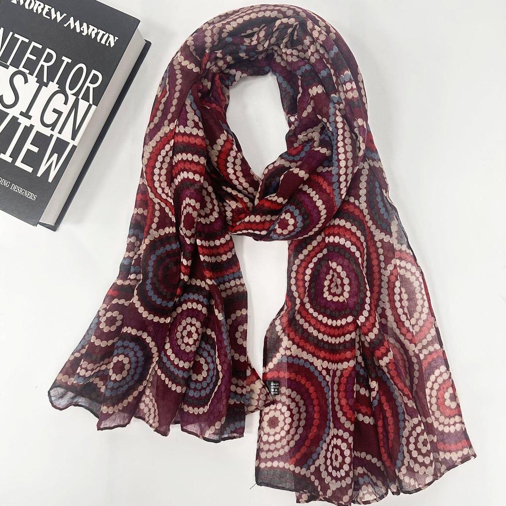 Korean Cotton Print Women's Oversized Scarf: Fashionable Beach Towel & Silk Shawl, Dual-Use Sun Protection