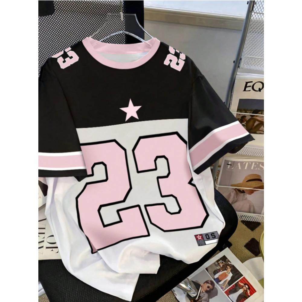 Summer Fashion Letter Printed Round Neck Women's Basic T-shirt Short Sleeved Men's T-shirt Top