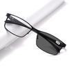 Anti Blue Light Myopia Photochromic Sunglasses Men Metal Rectangle Eyeglasses Chameleon Men's Close-up Glasses UV400