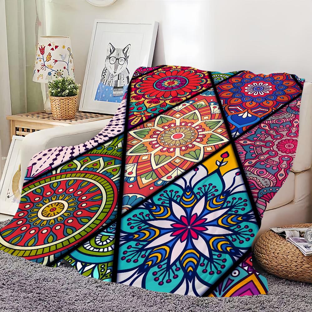 Vzor Čtyři roční období teplá MÓDNÍ měkká plyšová deka vhodná na pohovku obývací pokoj Mandala místnost kancelář ložnice cestovní dárek Flanel
