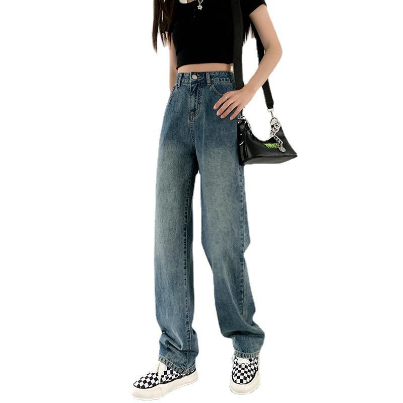 Jeans for Women in Autumn and Winter High Waist Loose and Plush Straight Wide Leg Jeans