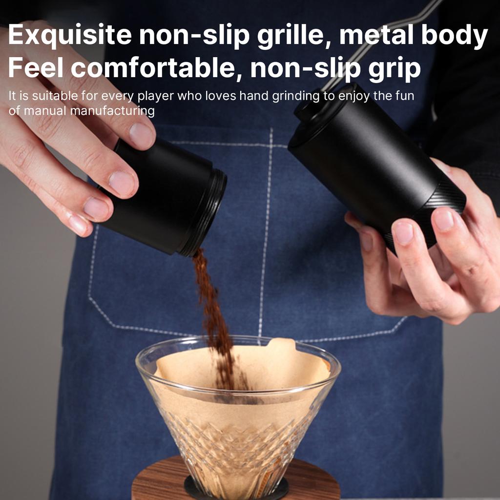 Manual Coffee Bean Grinder with Ergonomic Wood Crank 6 Core Conical Burr Digital Grinding Degree