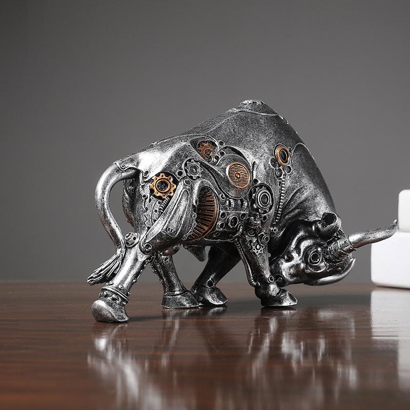 Nordic Mechanical Punk Cow Ornaments Office Use Desk Entrance Wine Cabinet TV Best Cabinet Plush Decoration Bullshit Decorations