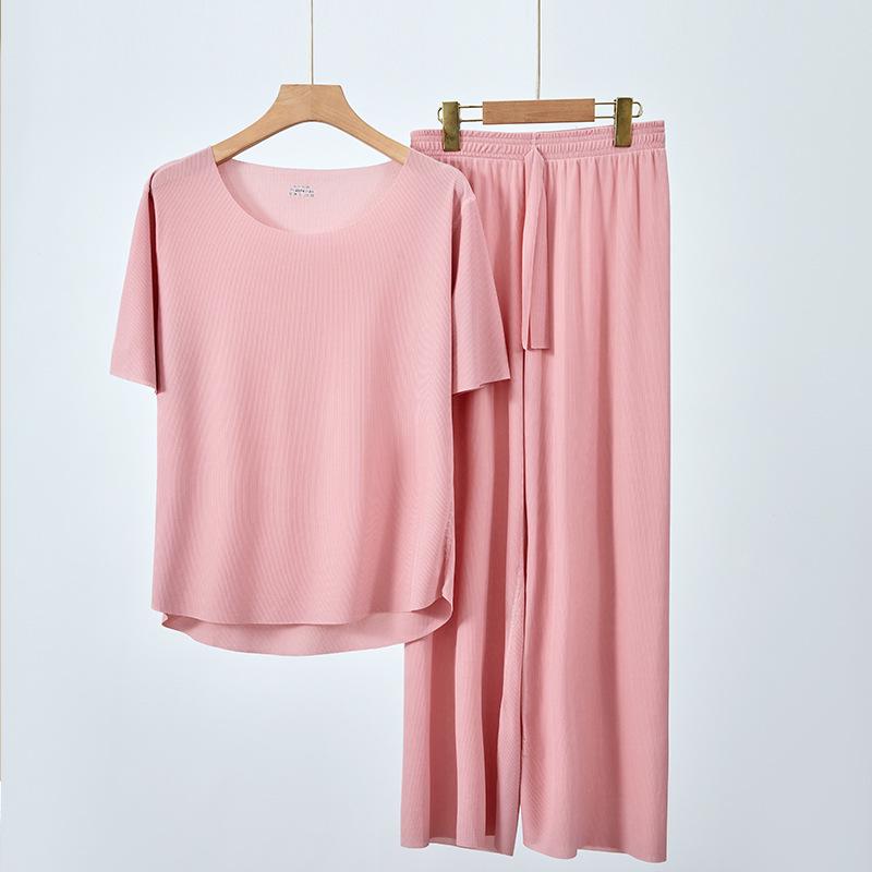 Ice Silk Couples Summer Pajama Set - Quick-Dry Women's and Men's Short Sleeve and Shorts Homewear