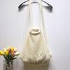 New simple woven mesh pocket drawstring backpack ins wind knitted tote bag cross-border small fresh