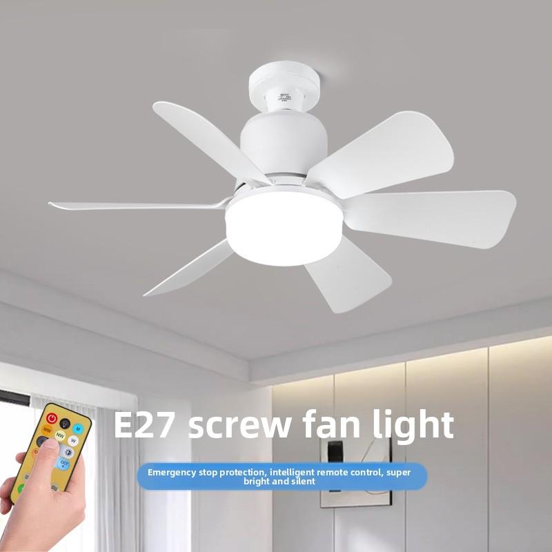 Bedroom Restaurant Kitchen E27 Screw LED Bulb Fan Light Remote Control Acrylic Ceiling Fan Light for Balcony Bathroom