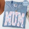 Comfort Colors Mum Shirt, British Mama Shirt, New Mothers Day Tshirt, Cute Gift For Mum, Pink Blue Bow UK Trendy Tee, Pregnancy Reveal