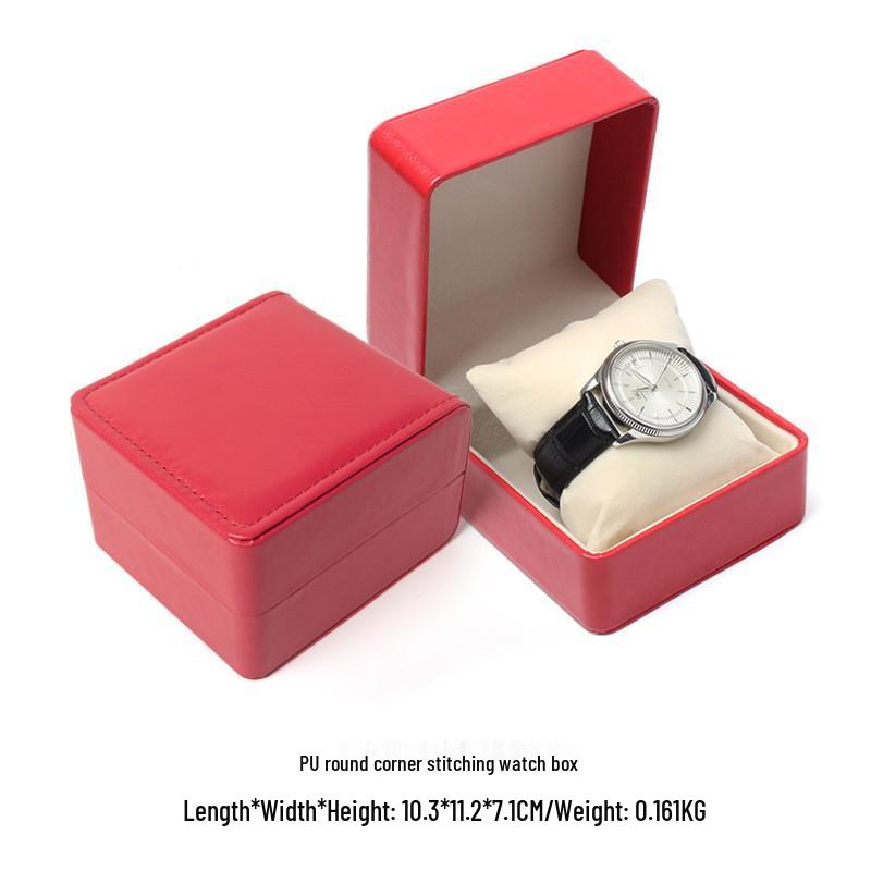 Men's Rounded Corner PU Leather Watch Box - Stylish Flip-Top Design for Storage and Packaging