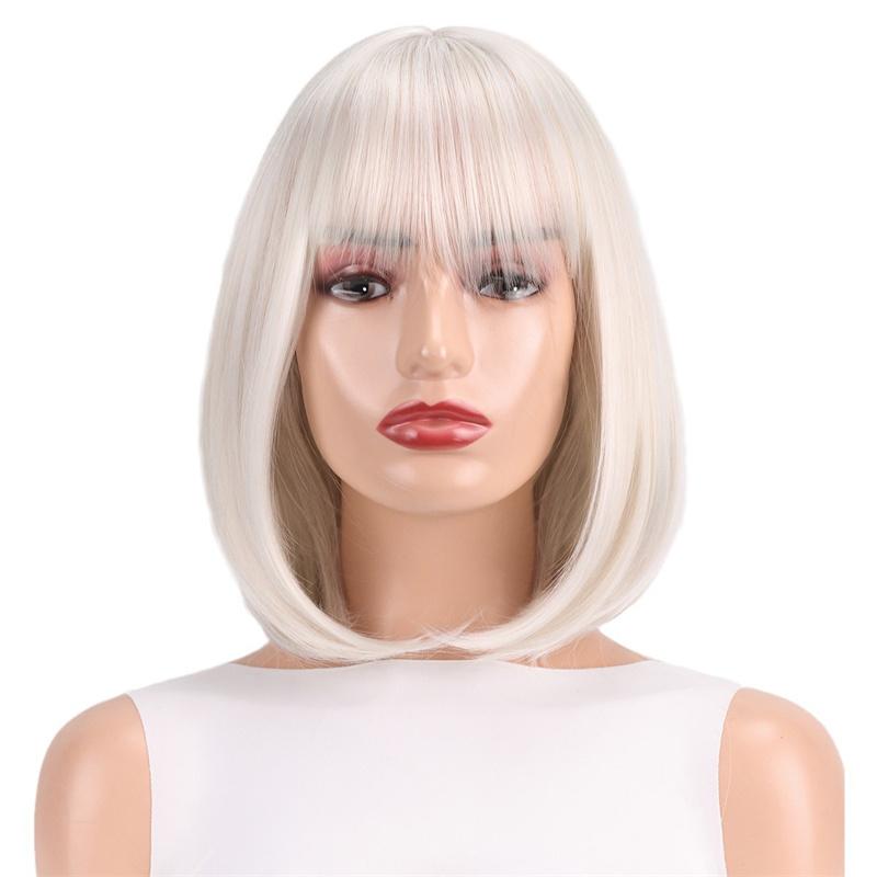 

Синтетические короткие парики боб с челкой для женщин, серый прямой парик, парики для бабушки, парики для косплея, костюм на Хэллоуин