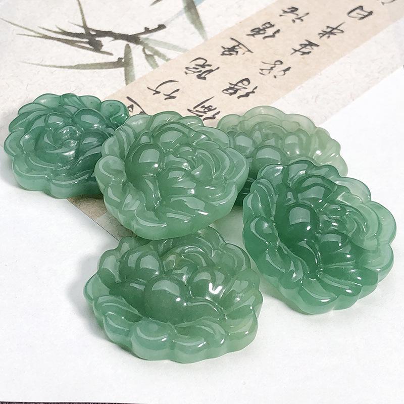 Natural Xinjiang Green Lotus Jade Pendant Necklace for Women - Good Luck Charm
