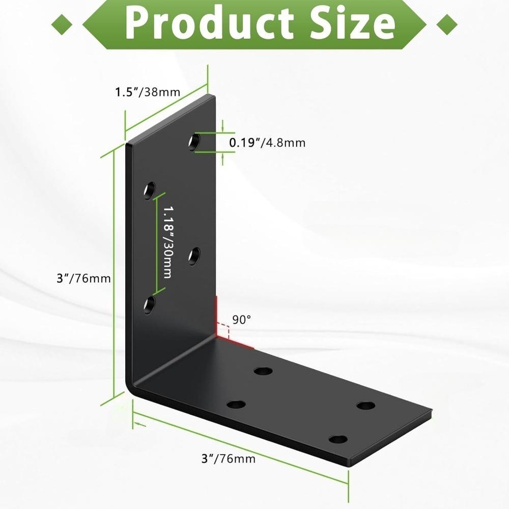 4PCS Heavy Duty L Shape Corner Brace 90 Degree Angle Bracket Solid Iron for Wood Furniture Shelf Support