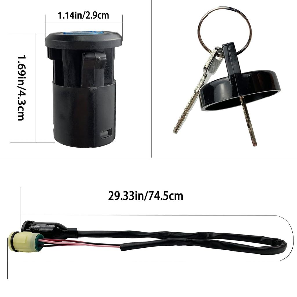 Ignition Switch Key Compatible With Hon-Da ATV TRX350 TRX420 TRX450 Foreman TRX350FM 4X4 2000-2006 Rancher 350 400 420 Waterproof