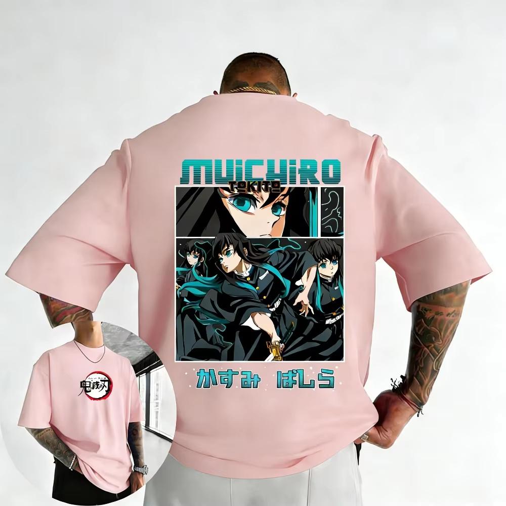 Unisex Pure Cotton Tshirt  Demon Slayer  Tetsuya Himuro  Summer Harajuku Style Anime Print ShortSleeved Shirt for 2026