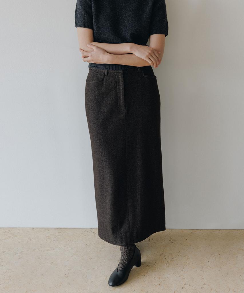 Beullaengkeulumumeon Sovereign Wool Skirt_Choco Twill