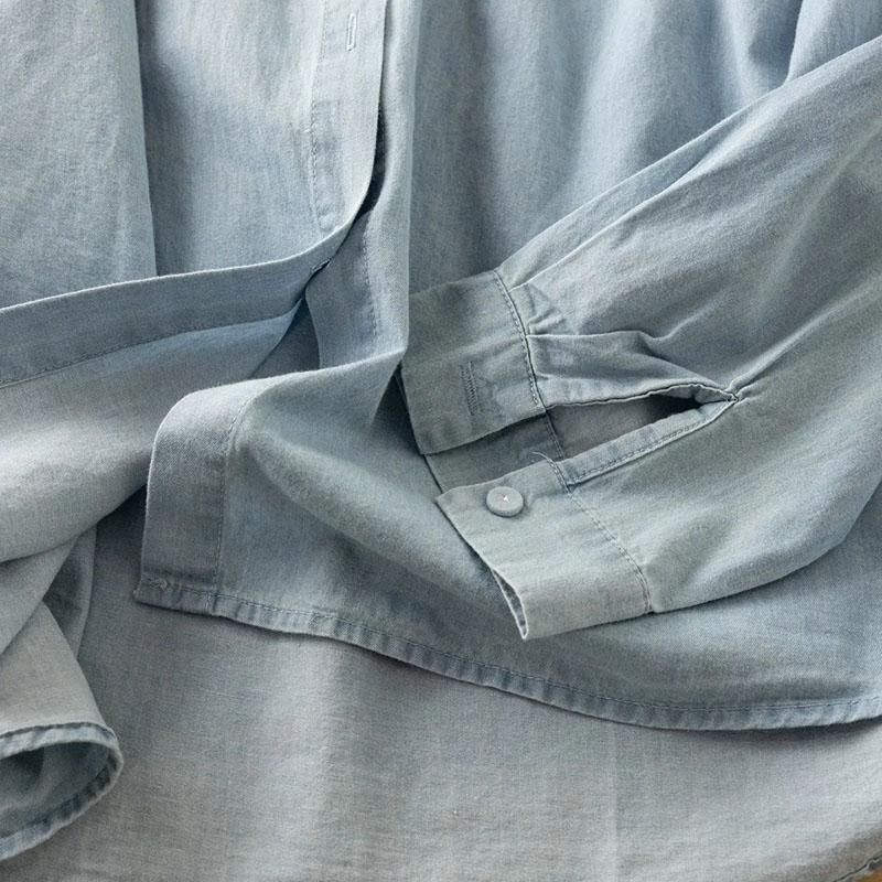 Shirt for Women Oversize Cotton Loose Blouse Casual Long Sleeve Pullover Turn Down Collar Shirt Top