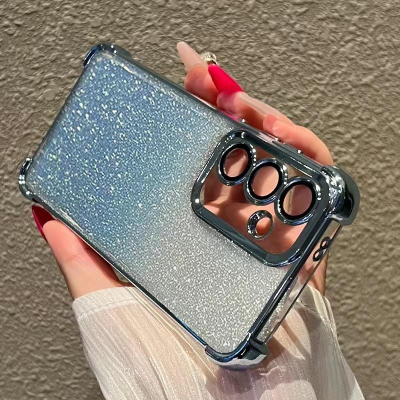 

Подходит для чехла для мобильного телефона Samsung A55 Samsung A16a36 Новый Гальваническое покрытие с блестящей пудрой S25 S24ultra Прозрачная Женская модель Samsung A03 [Global 164]