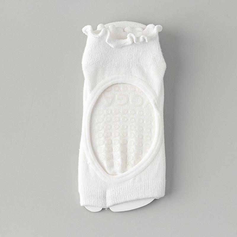 Ladies' Summer Breathable Backless Toe Exposed Cotton Yoga Socks with Anti Slip Silicone Polka Dot Breathable Dance Pilates Yoga Socks